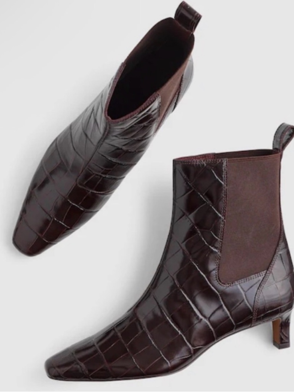 Madewell Croc-Embossed Leather The Dimes Chelsea Boot Coffee Bean Women’s Size 8